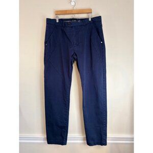 Karl Lagerfeld Mens Size 36 Navy Blue Chino Style Slim Pants Old Money Preppy